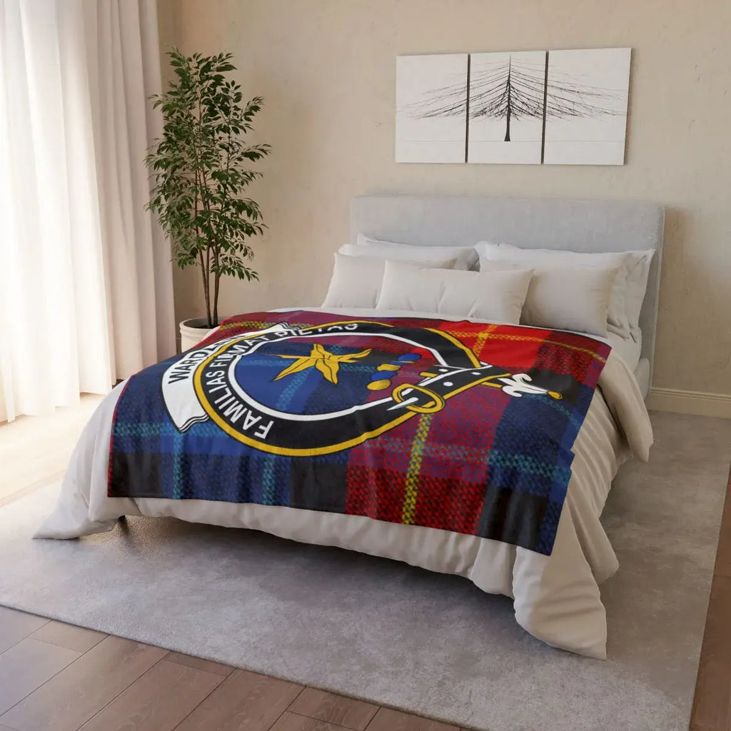 Wardlaw clan crest cosy throw blanket — vibrant family reunion design, 50x60