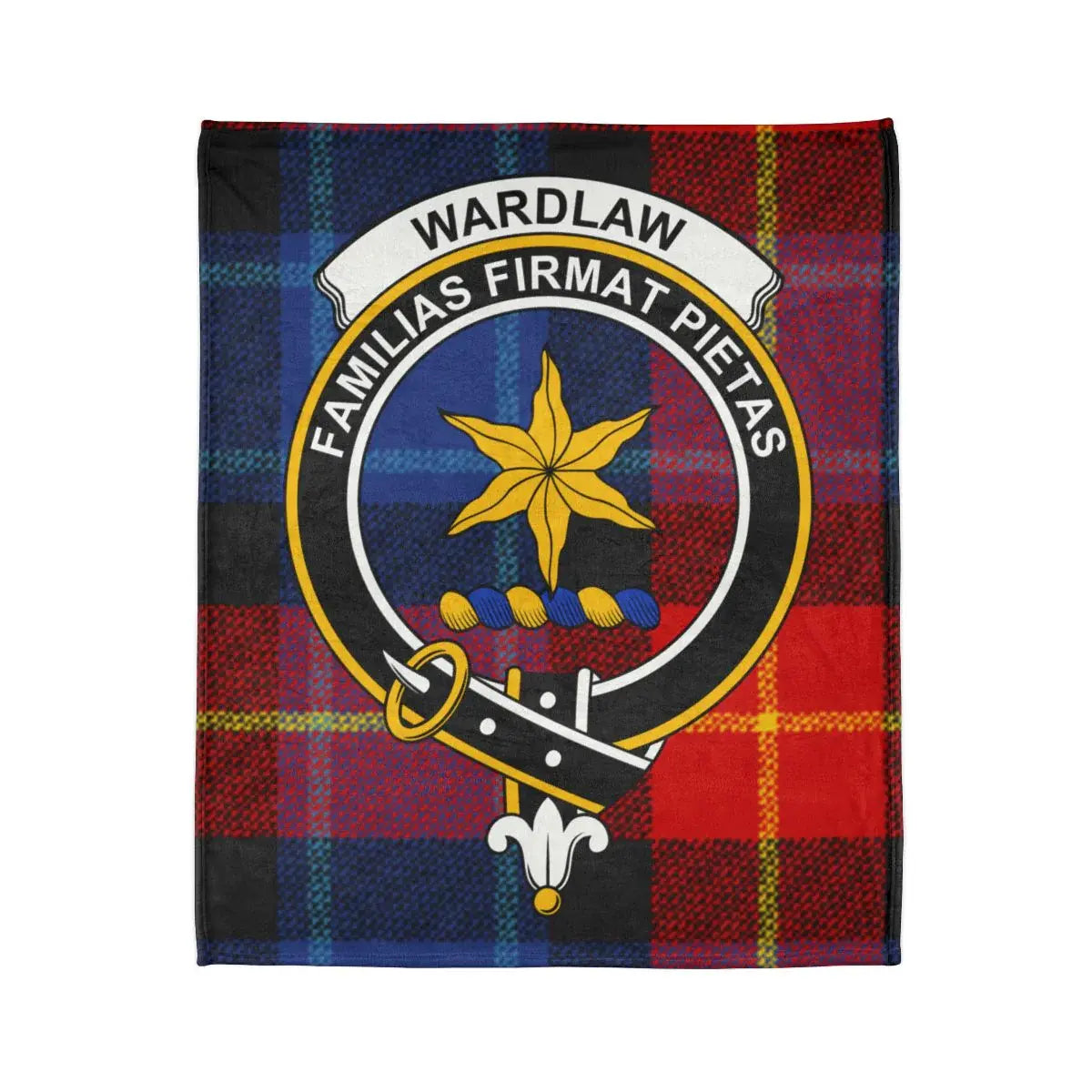 Wardlaw familias firmat pietas emblem throw blanket — crest detail on polyester