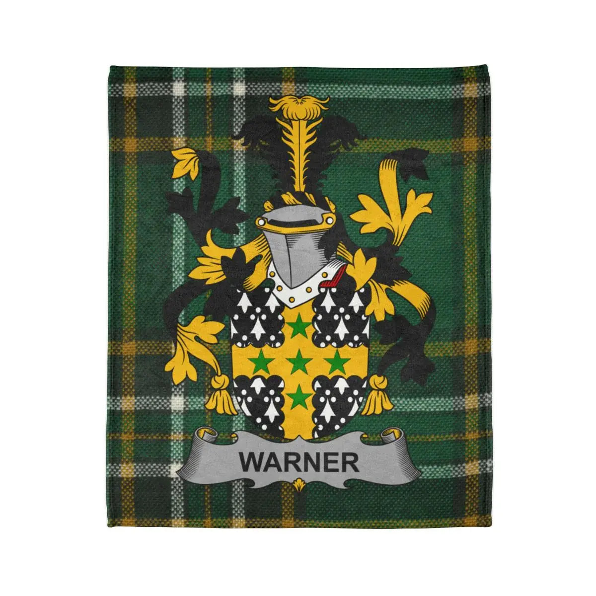 Warner Family Crest and Tartan Plaid Blanket