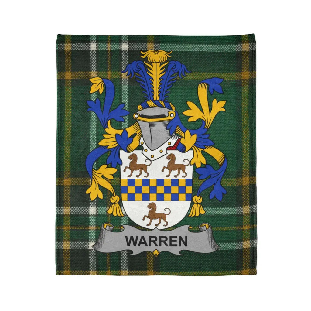 Warren Family Crest Plaid Coat of Arms Blanket