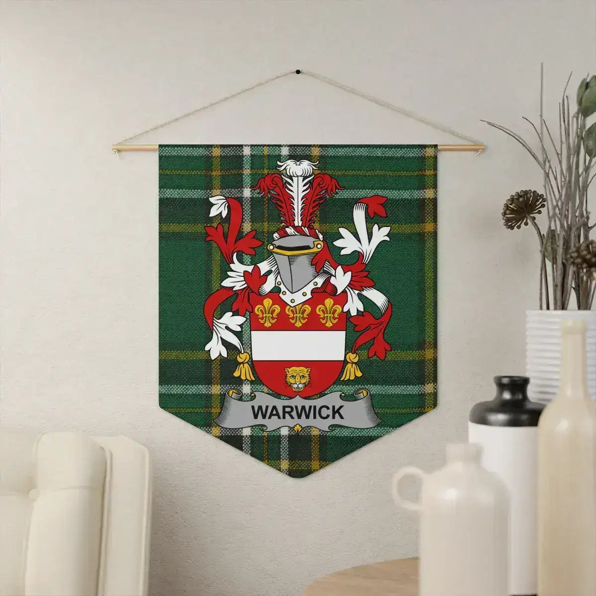 Custom Warwick Family Crest Wall Hanging Tapestry product