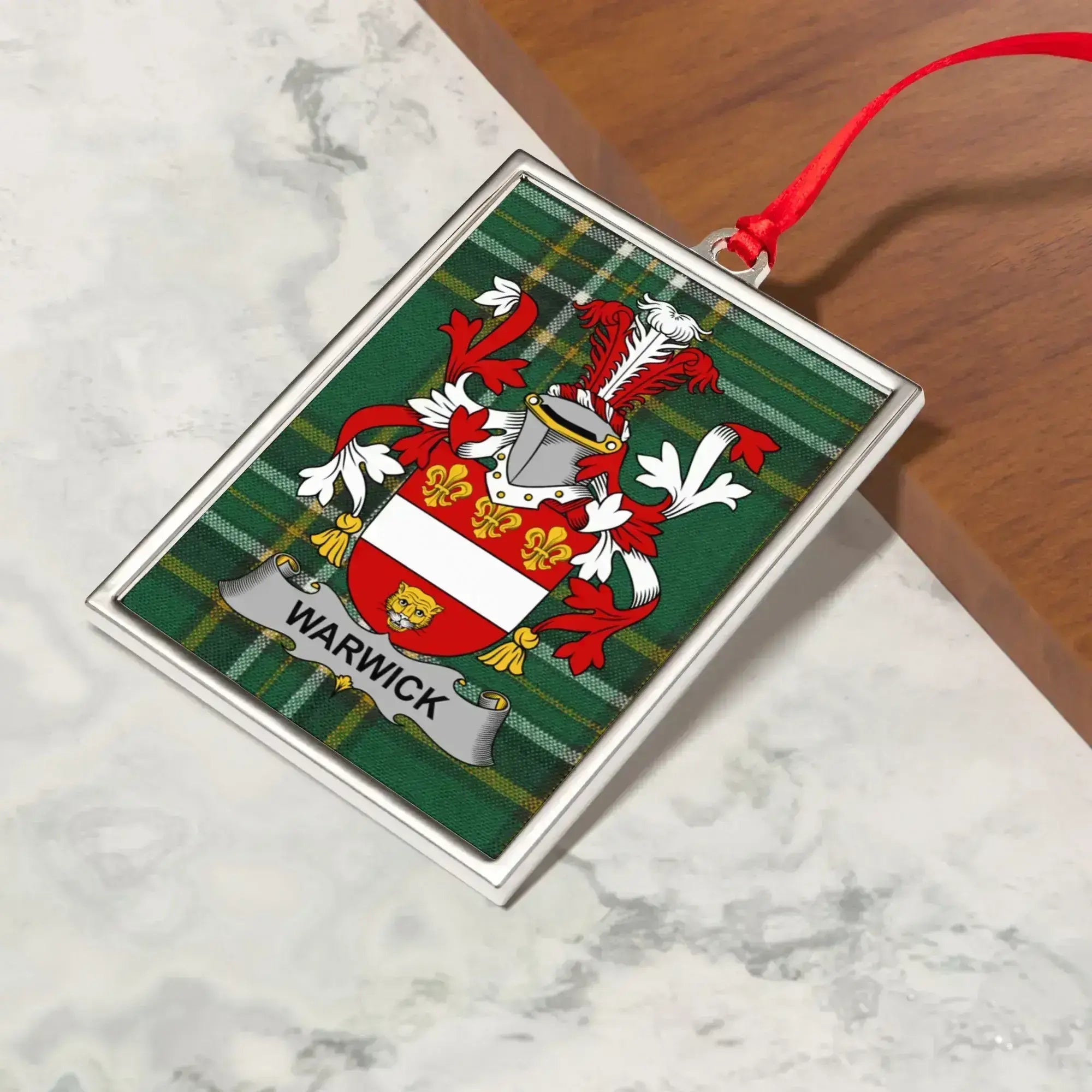 Warwick Family Crest Plaid Themed Ornament product