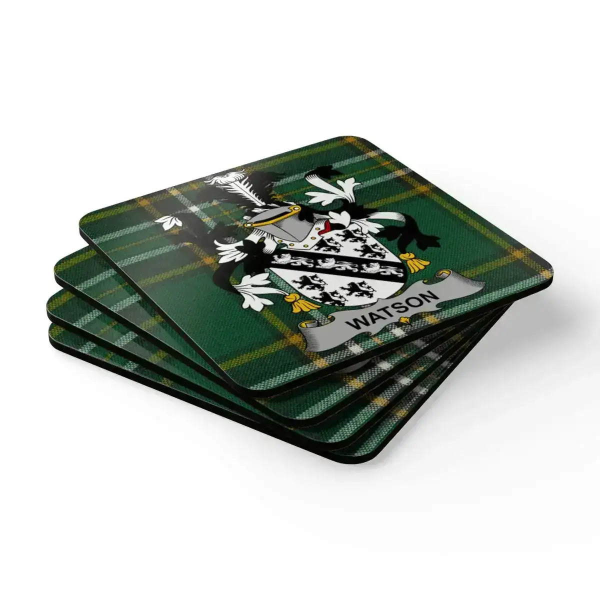 Personalized Family Crest Tartan Coasters set product type
