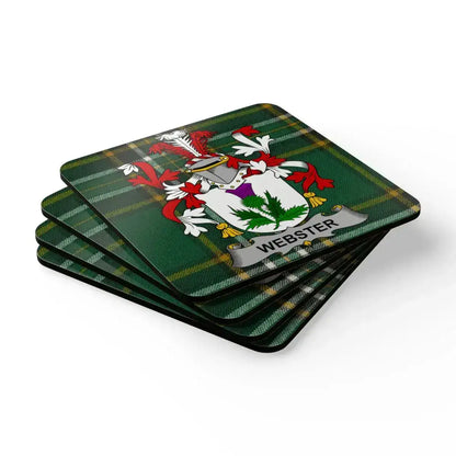 Personalized Webster Family Crest Plaid Coaster Set product type