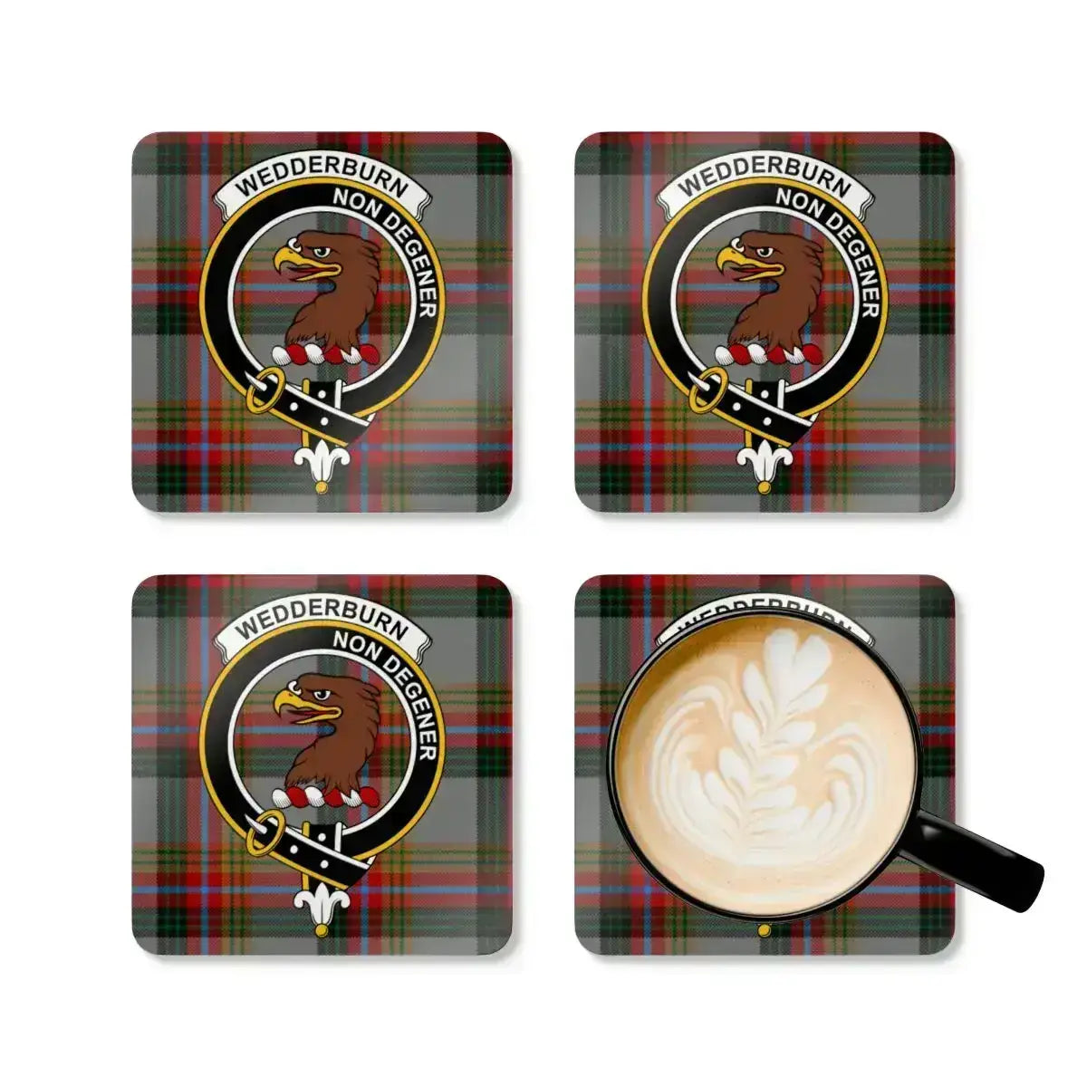 Wedderburn Clan Crest Tartan Coasters product type