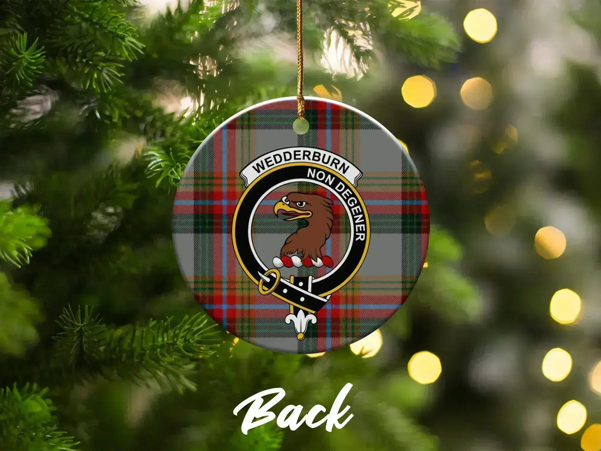 Clan Family Crest Eagle Tartan Round Porcelain Ornament product type