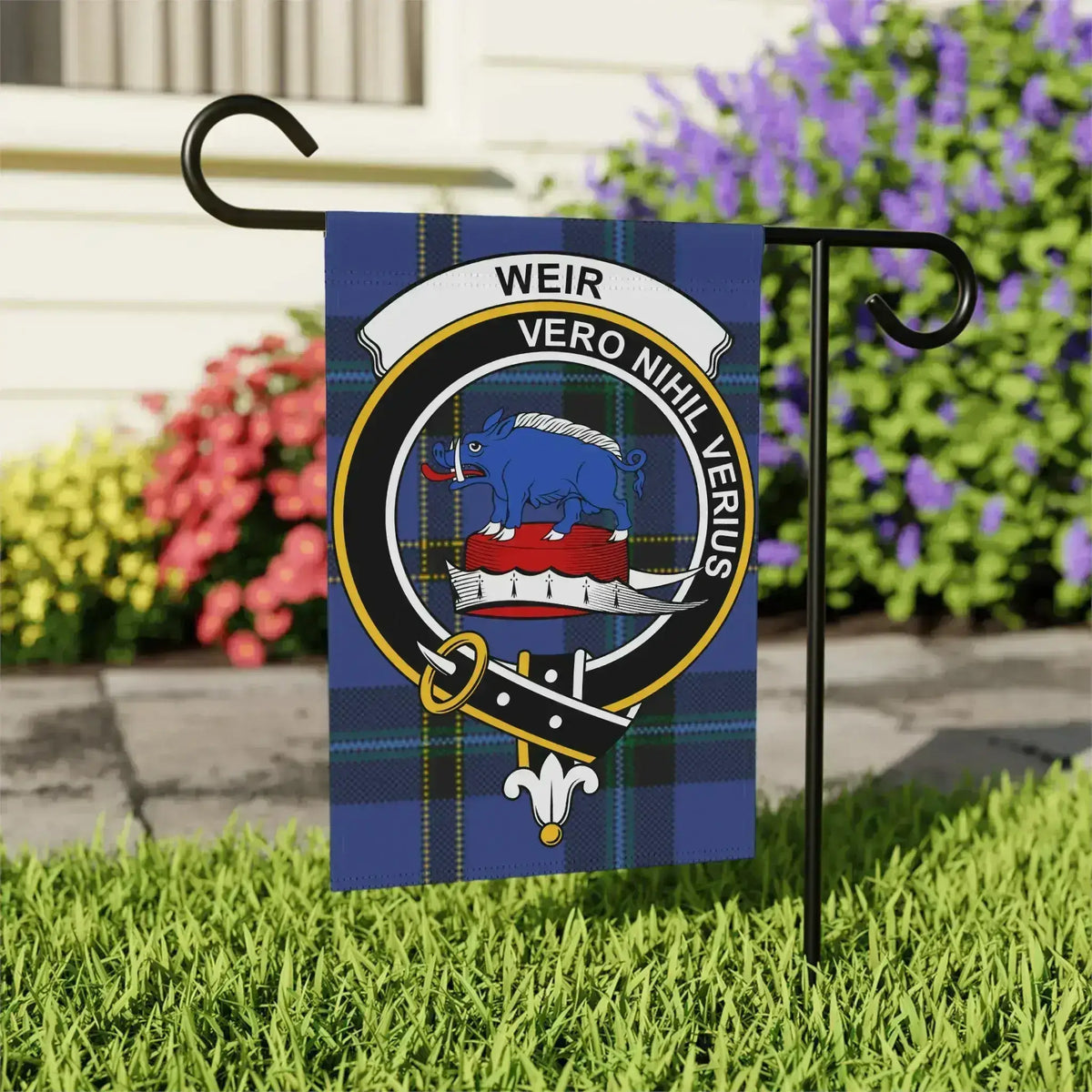 Weir Vero Nihil Verius Crest Garden Flag
