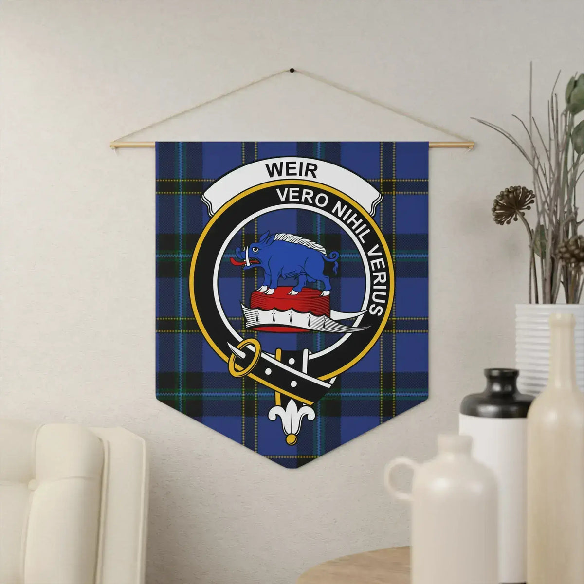 Scottish Clan Weir Crest Tartan Wall Banner