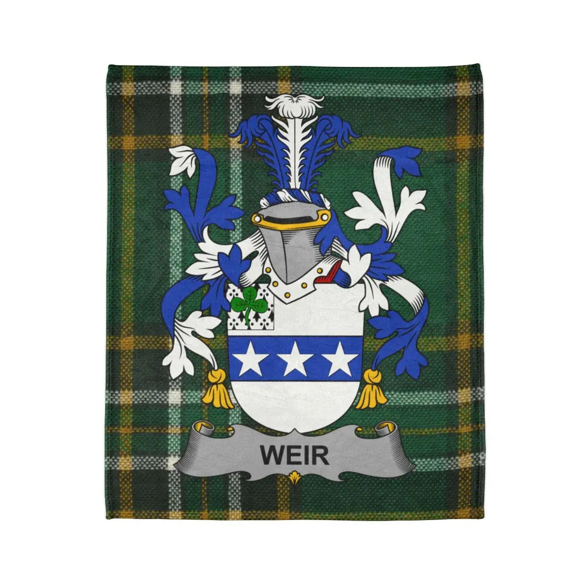 Weir Family Crest on Plaid Background Blanket