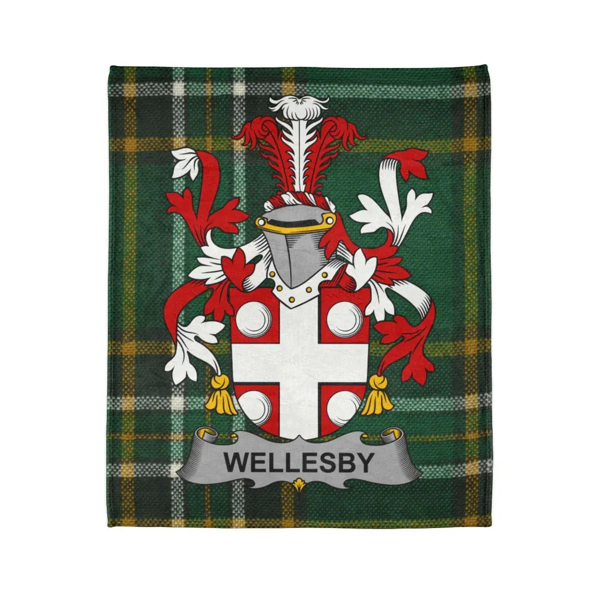 Wellesby Family Crest Tartan Background Blanket