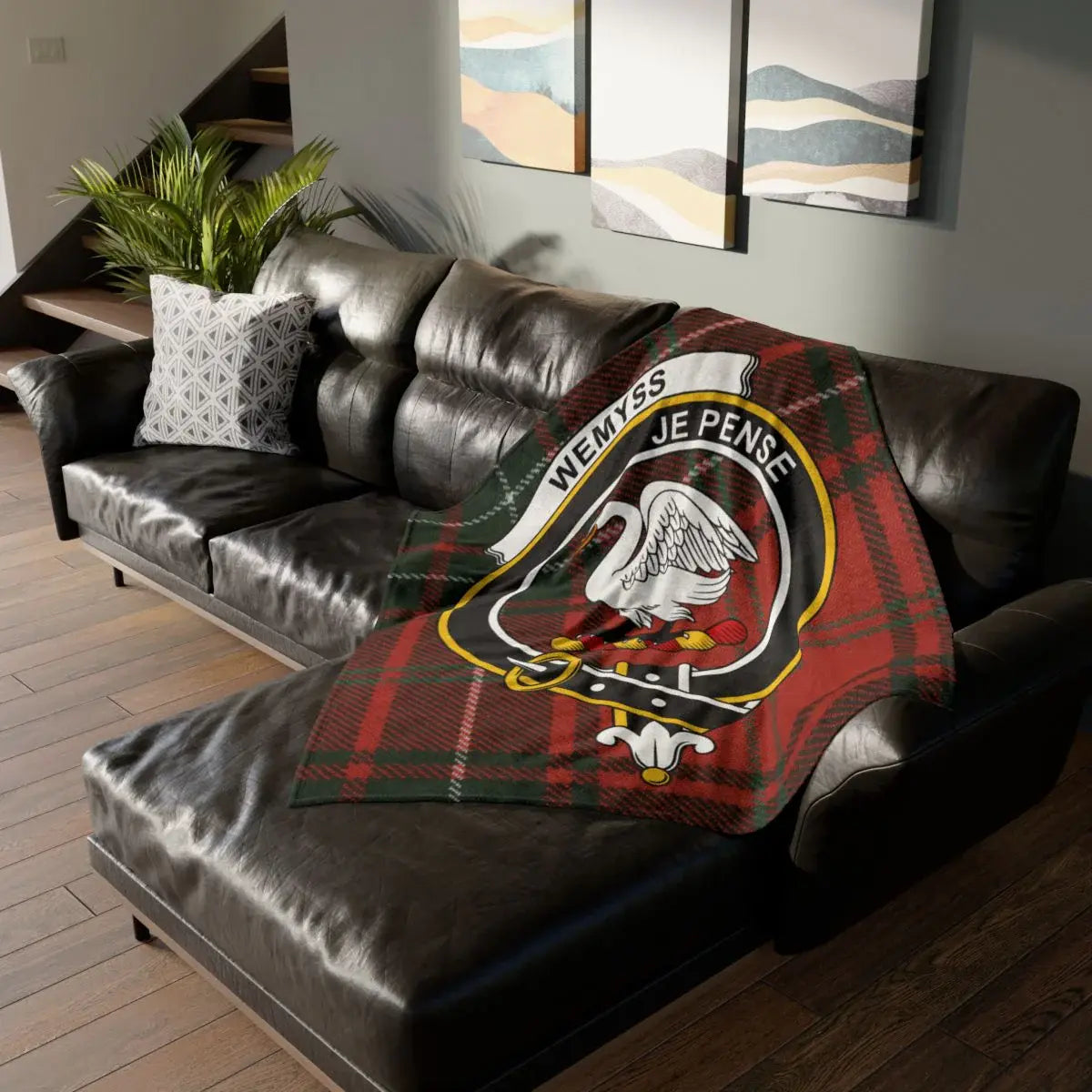 Clan Wemyss je pense family crest tartan throw blanket — 100% polyester