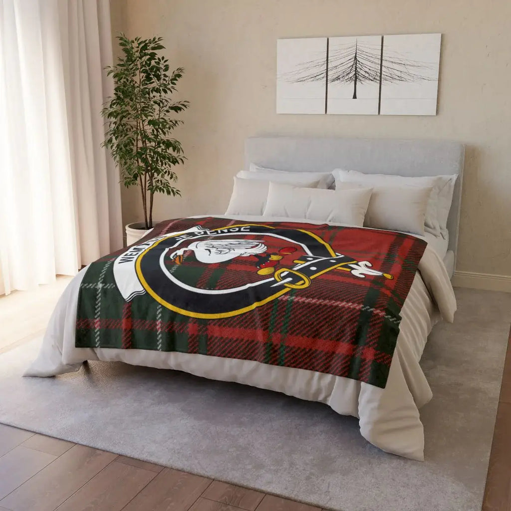 Clan Wemyss red plaid tartan cosy throw blanket — sofa use, 50x60 inch
