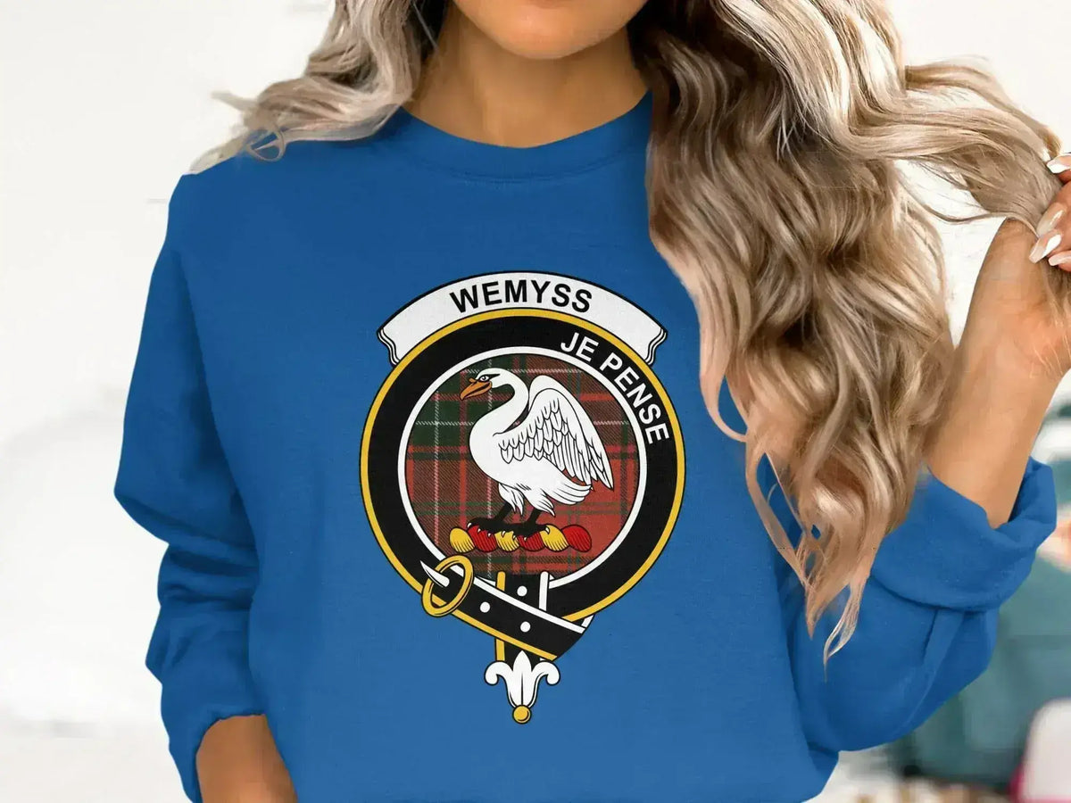 Clan Wemyss je pense graphic print sweatshirt — royal blue, clan crest