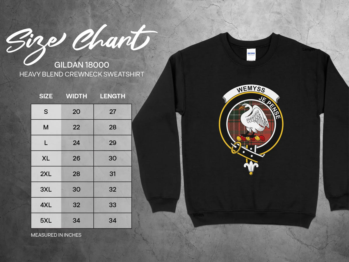 Clan Wemyss je pense heavy blend crewneck sweatshirt — swan crest, lifestyle view