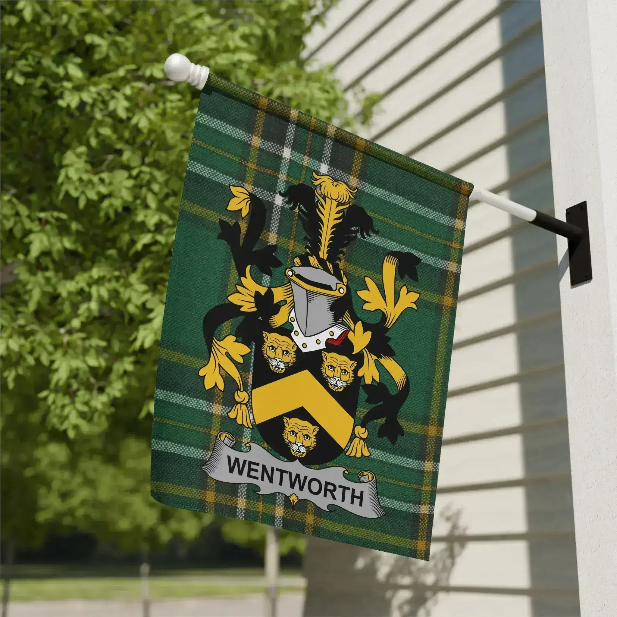 Wentworth Family Crest Flag Adorned Symbolic