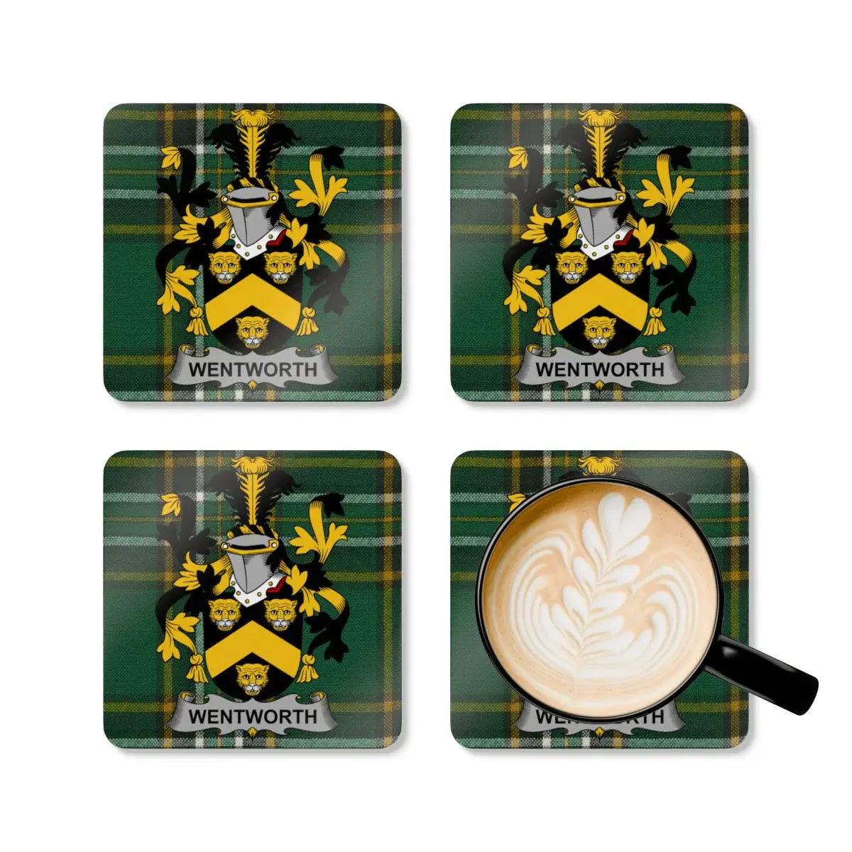 Wentworth Green Plaid Heraldic Coaster Set - Drink Coaster product