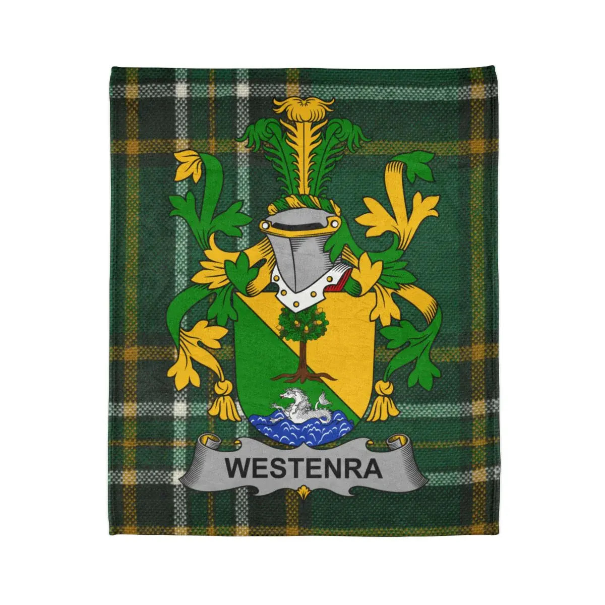 Green Plaid Family Crest WESTENRA Blanket