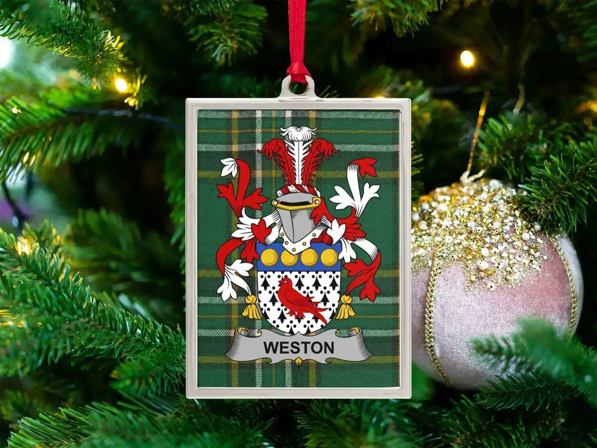 Custom Family Crest Christmas Tree Ornament product