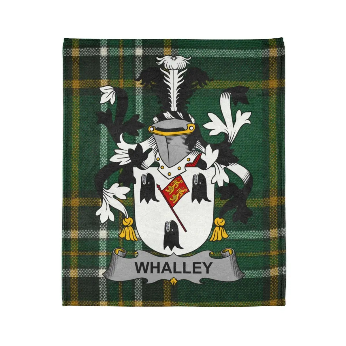 Whalley Family Crest on Tartan Decorative Throw Blanket