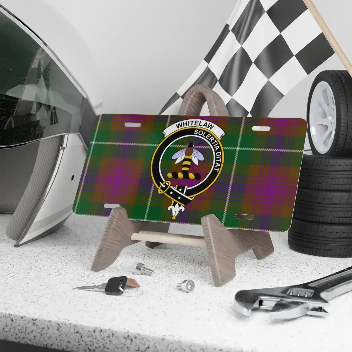 Scottish Tartan Whitelaw Clan Emblem License Plate product