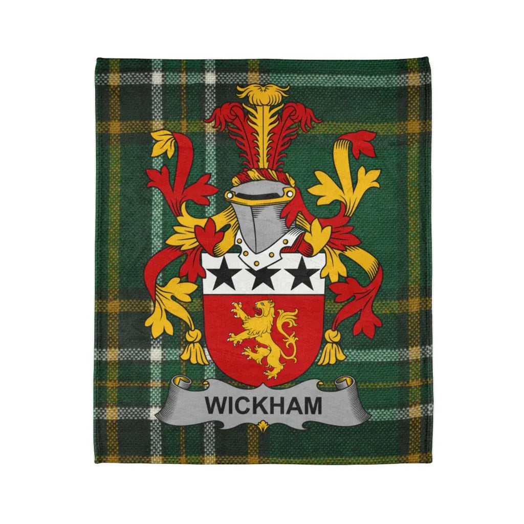 Personalized Wickham Family Tartan Crest Blanket