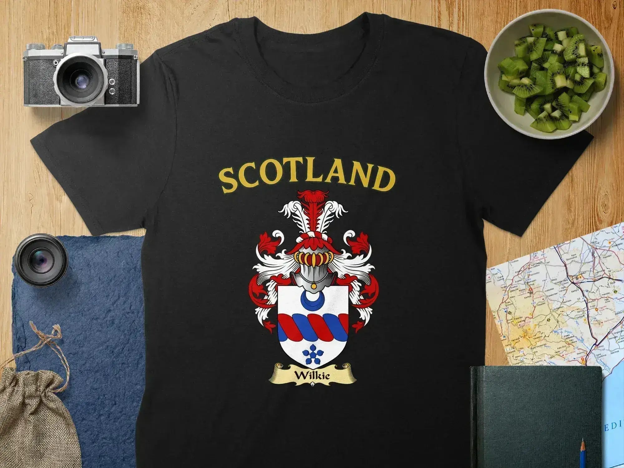 Scotland Wilkie Family Crest Black T-shirt product type