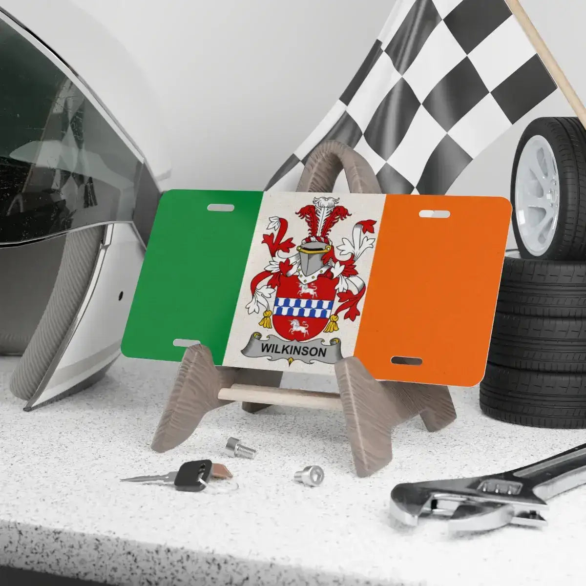 Irish Flag Crest Personalized License Plate product