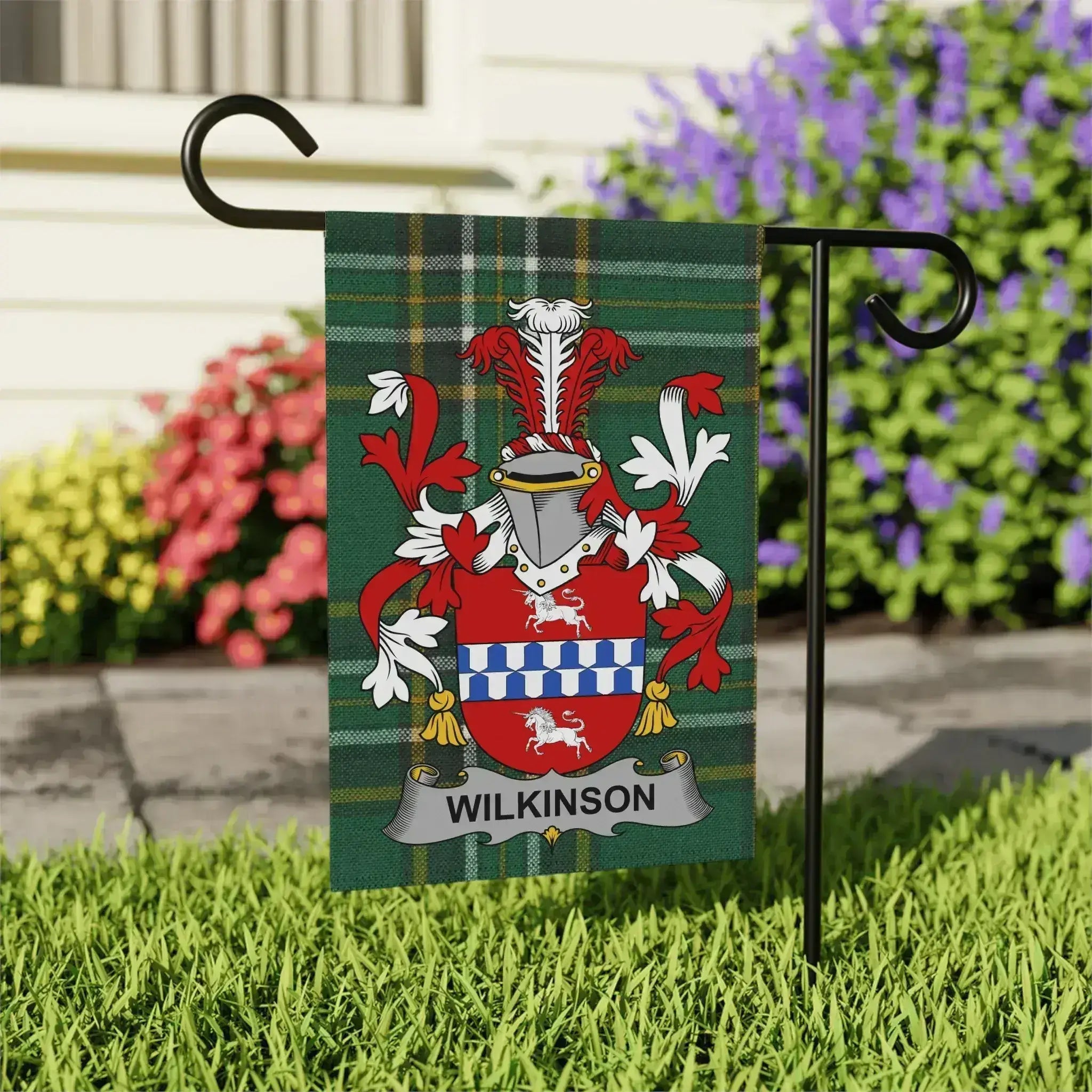 Colorful Custom Garden Flag with Crest Design