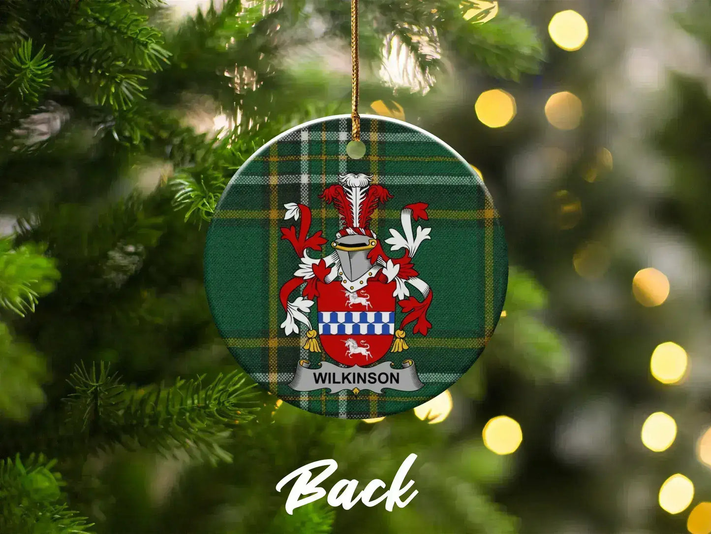 Personalized Family Name Crest Christmas Ornament product type