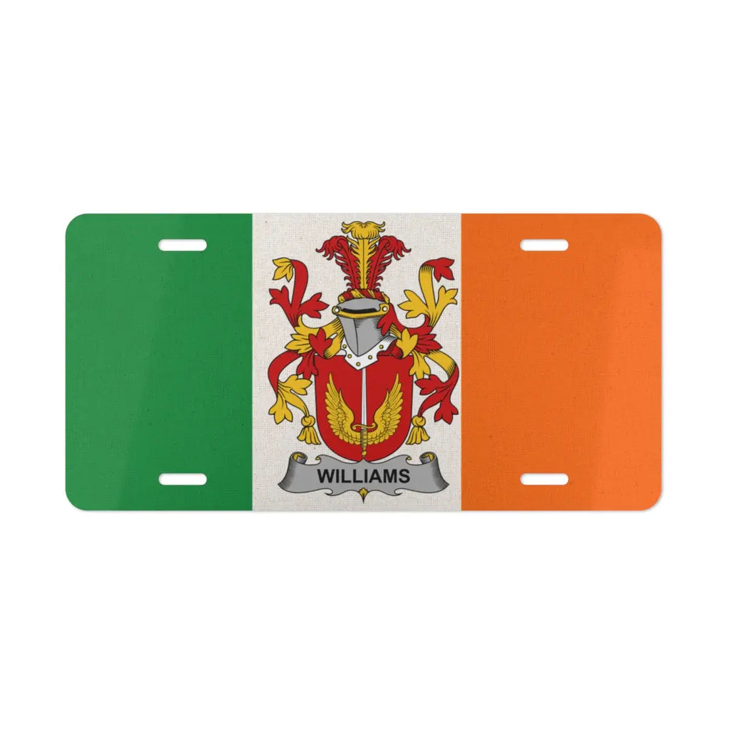 Williams Family Crest Irish Flag License Plate product type