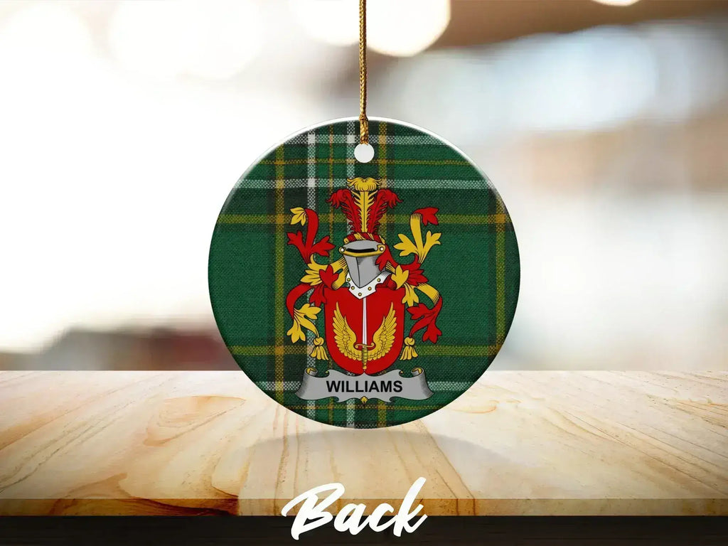 Williams Family Crest Green Plaid Ornament