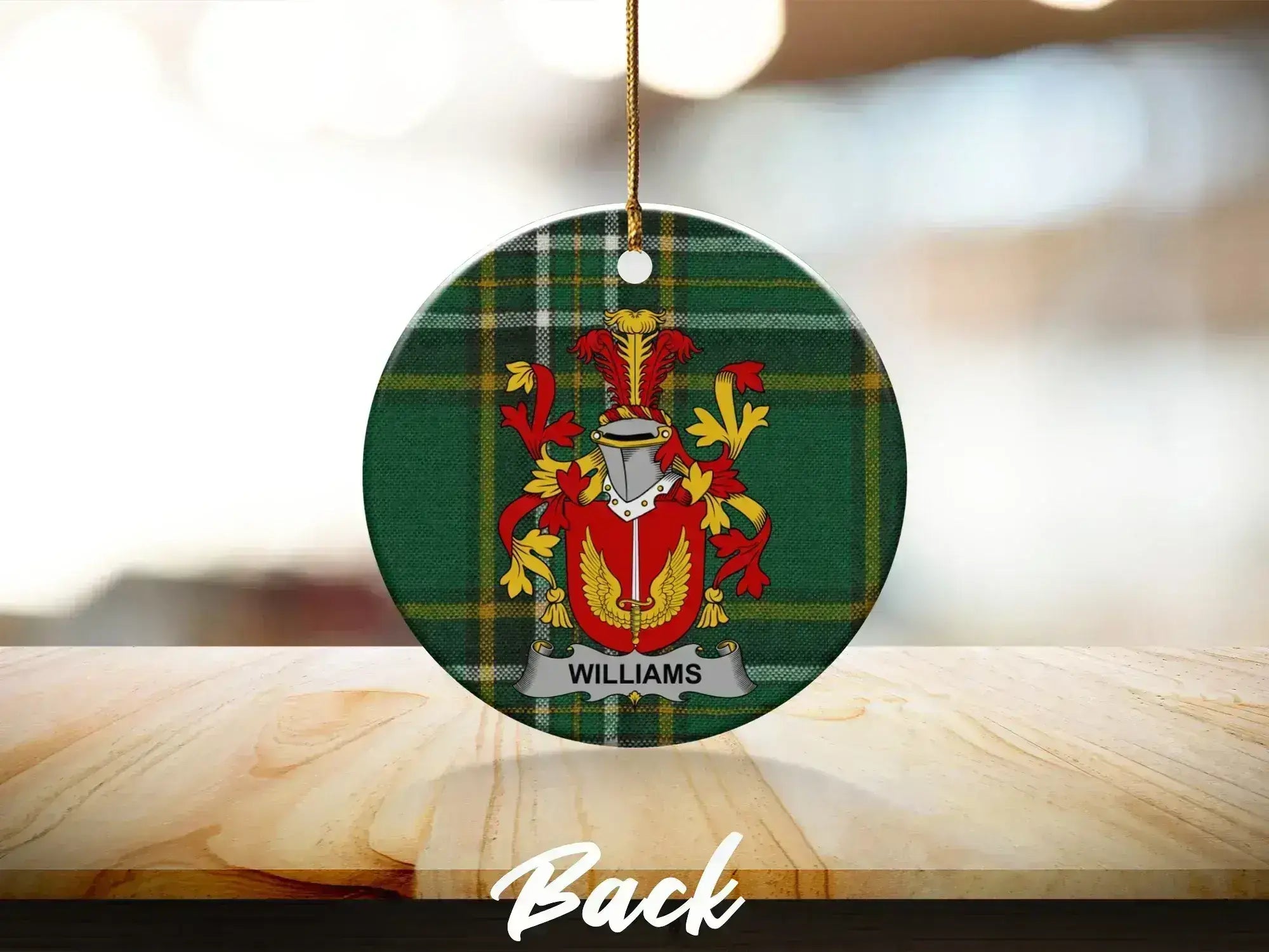 Williams Family Crest Green Plaid Ornament