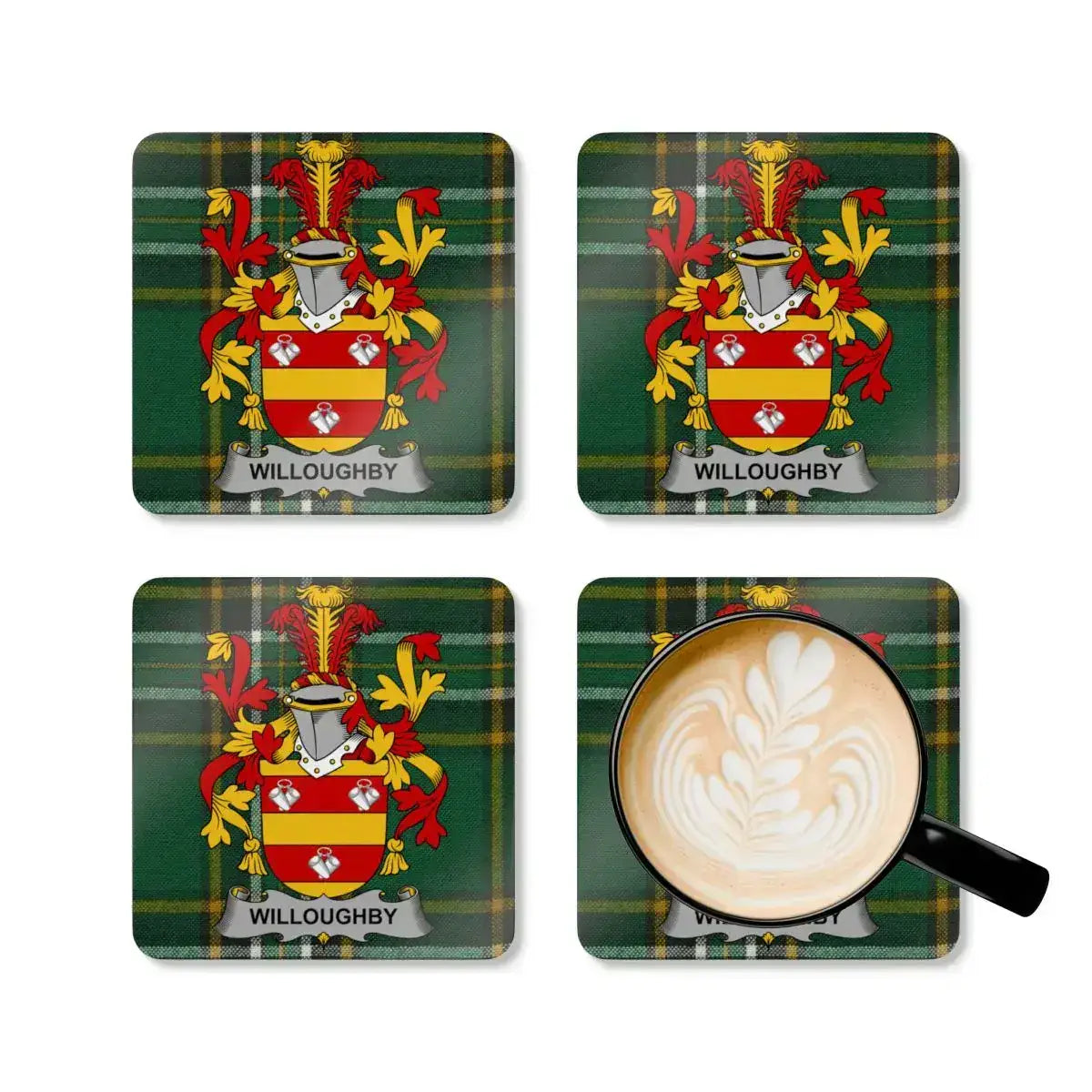 Willoughby Traditional Crest Plaid Pattern Coaster product