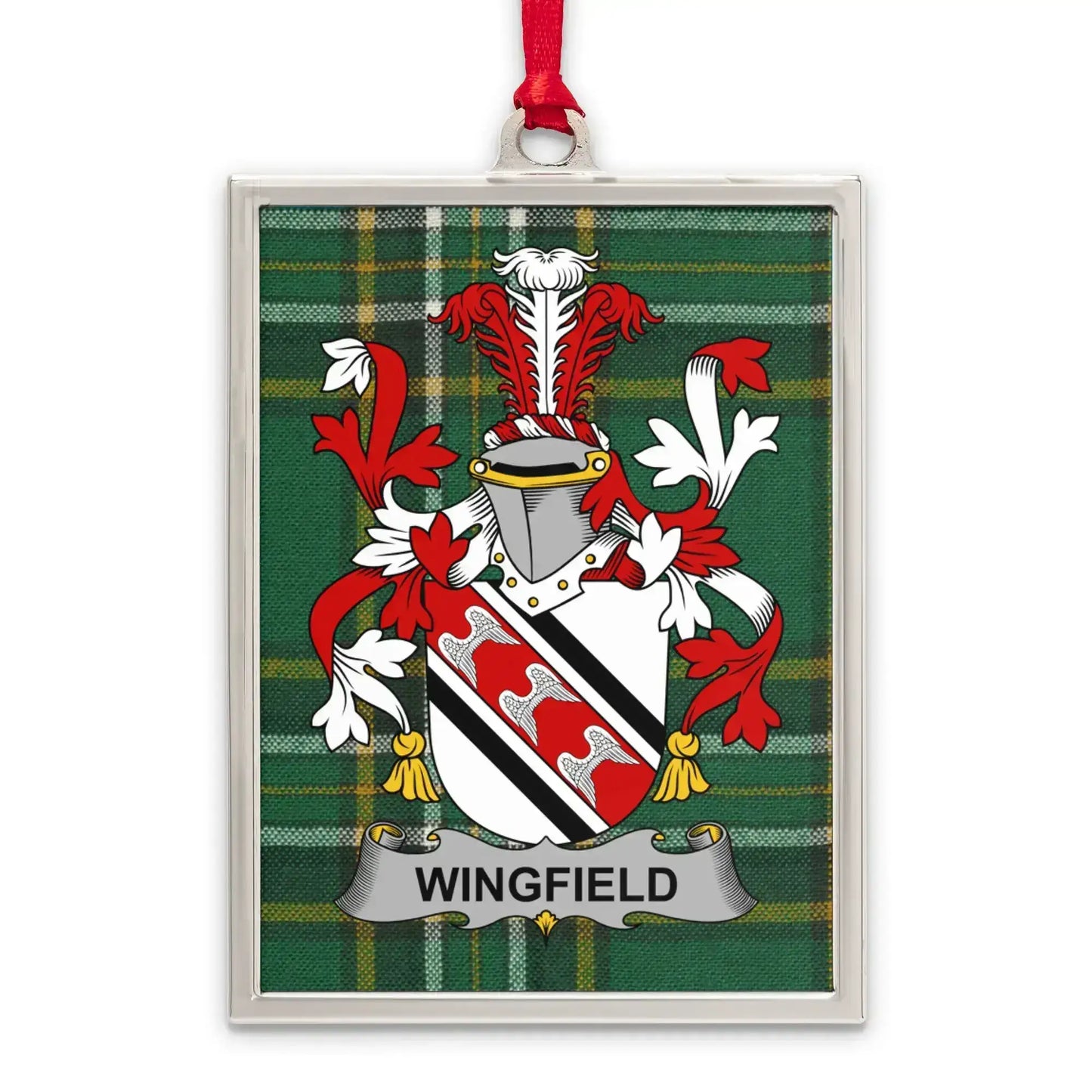 Wingfield Family Crest Green Tartan Plaque product
