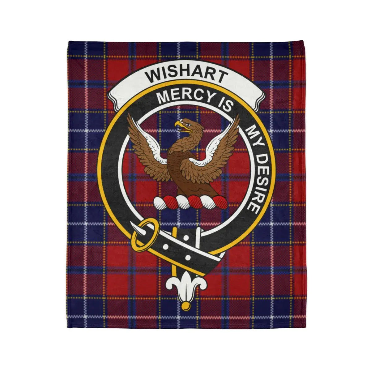Wishart Clan Tartan Badge Design Fleece Blanket