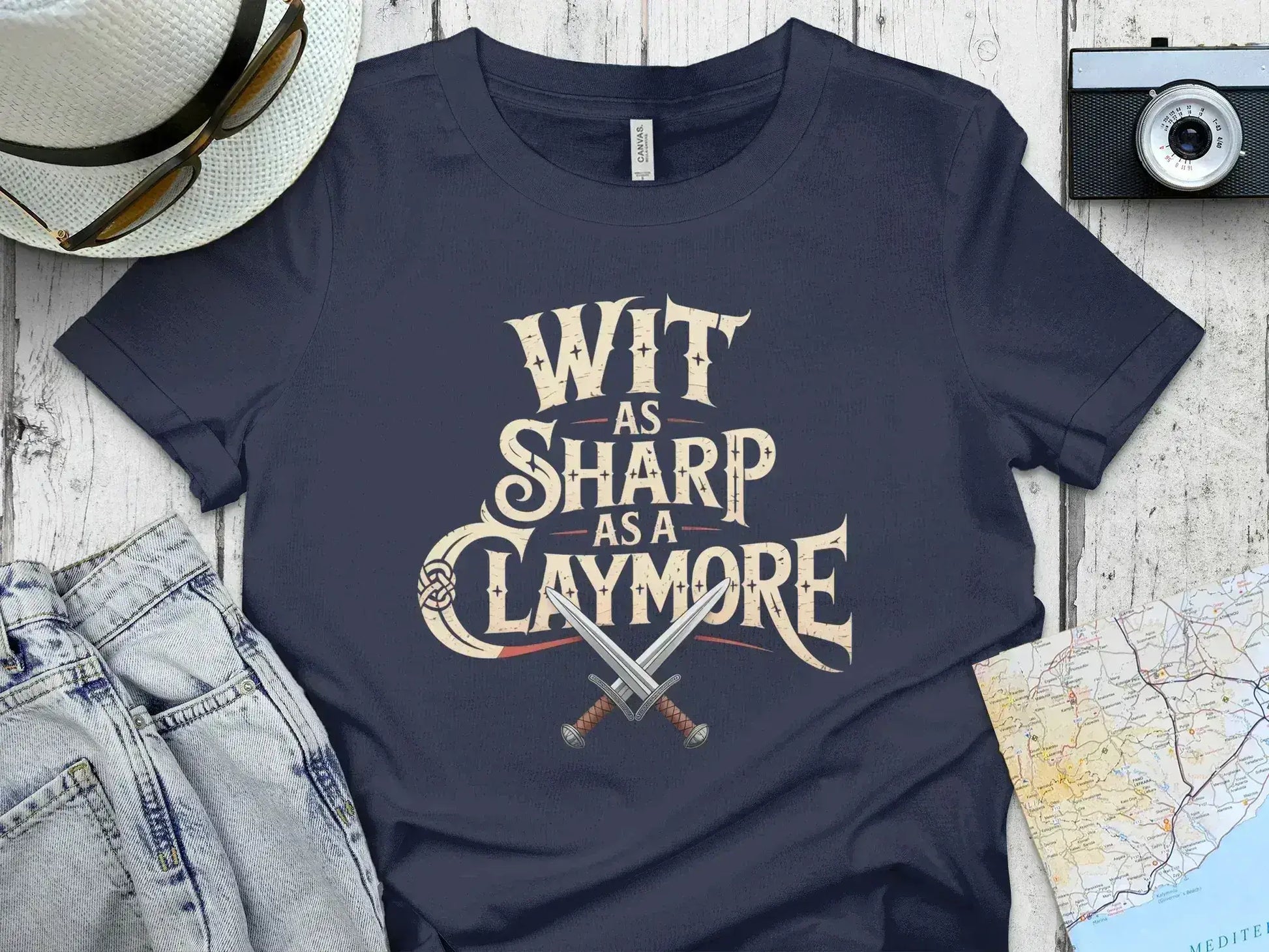 Wit as Sharp as a Claymore Quote Tee Shirt product