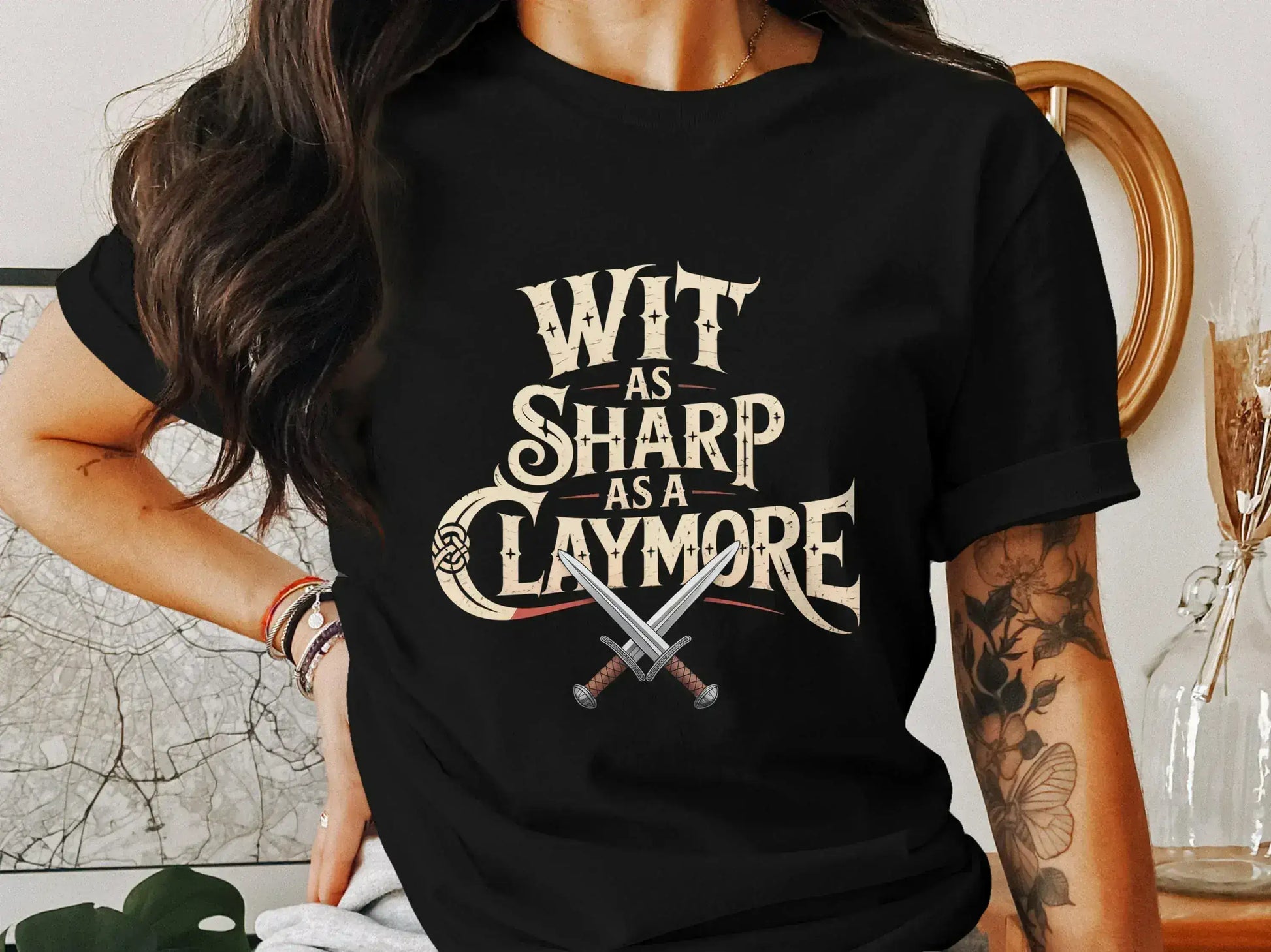 Wit as Sharp as a Claymore Sword Graphic T-shirt