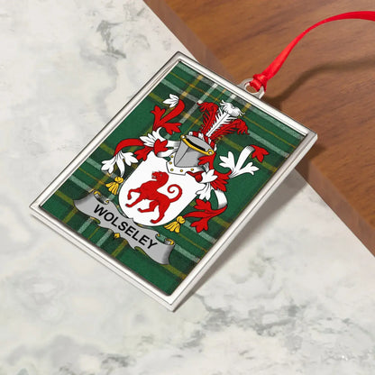 Wolseley Family Crest Plaque with Green Tartan product