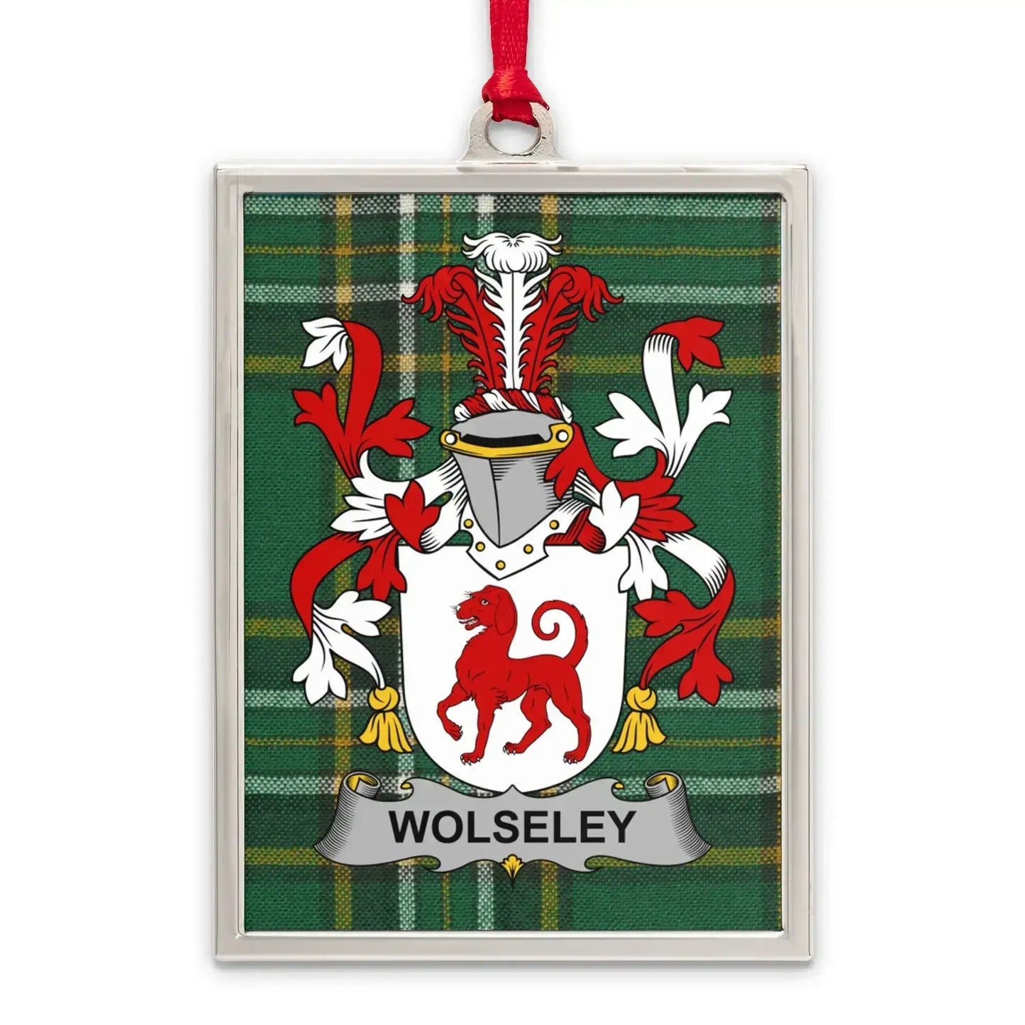 Wolseley Family Crest Tartan Background Ornament product type
