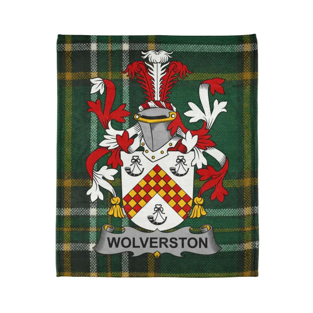 Wolverston Family Plaid Shield Design Tartan Blanket