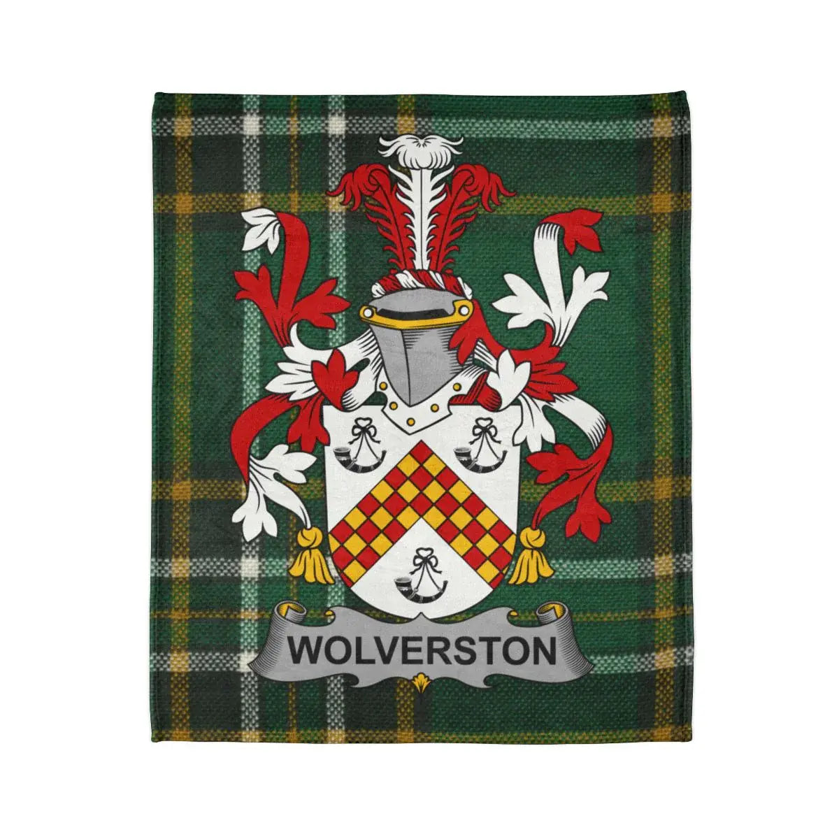 Wolverston Family Plaid Shield Design Tartan Blanket