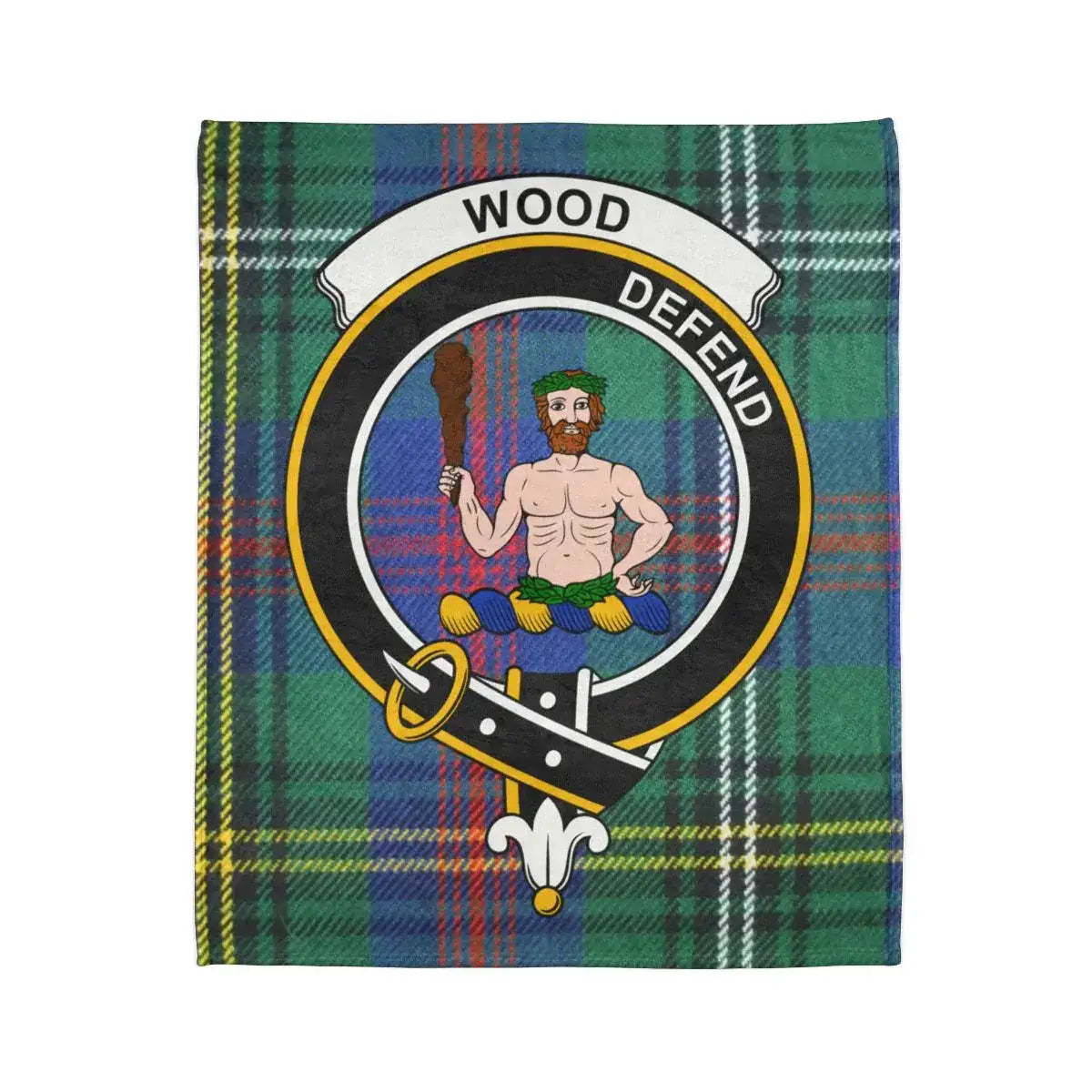 Clan Wood Defend Crest Tartan Design Blanket