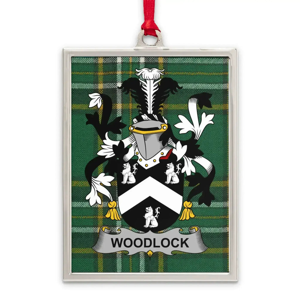 Woodlock Family Crest Plaid Background Ornament product