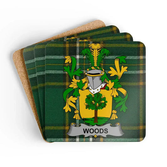 Family Crest Woods Tartan Plaid Design Coasters product