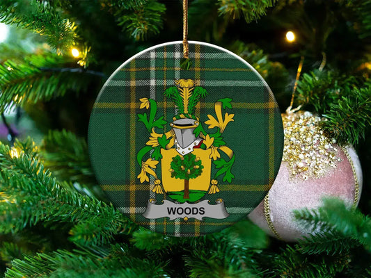Personalized Woods Family Crest Round Ornament product