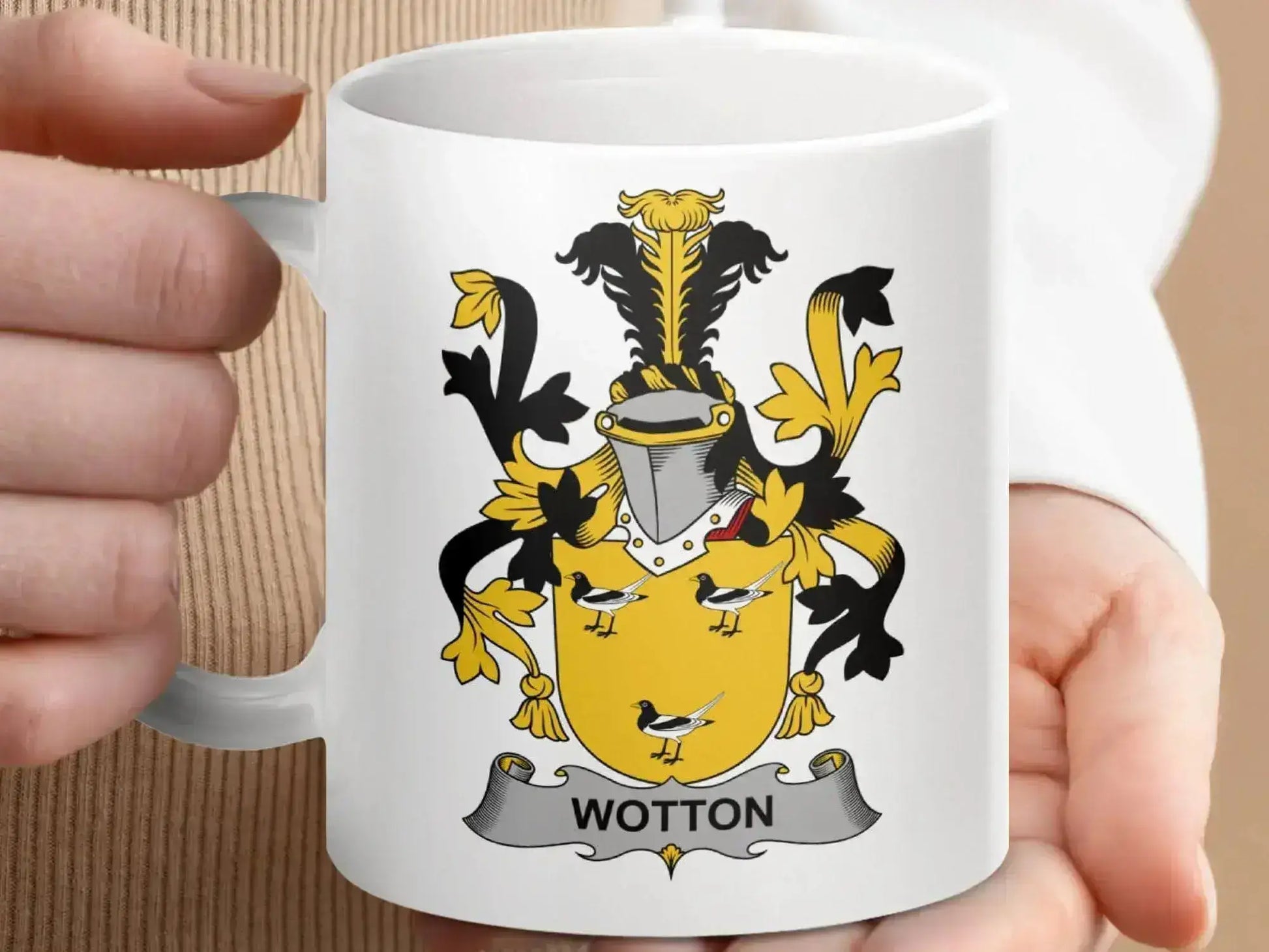 Wotton Family Crest Emblazoned Coffee Mug - Celtic Ancestry Gifts