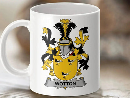 Wotton Family Crest Emblazoned Coffee Mug - Celtic Ancestry Gifts