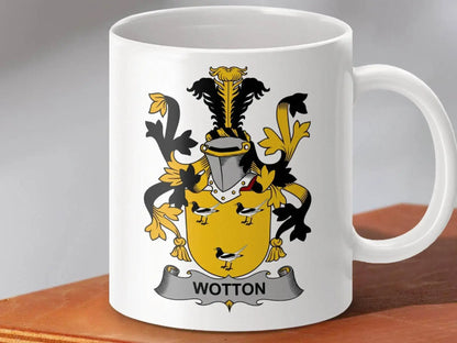 Wotton Family Crest Emblazoned Coffee Mug - Celtic Ancestry Gifts