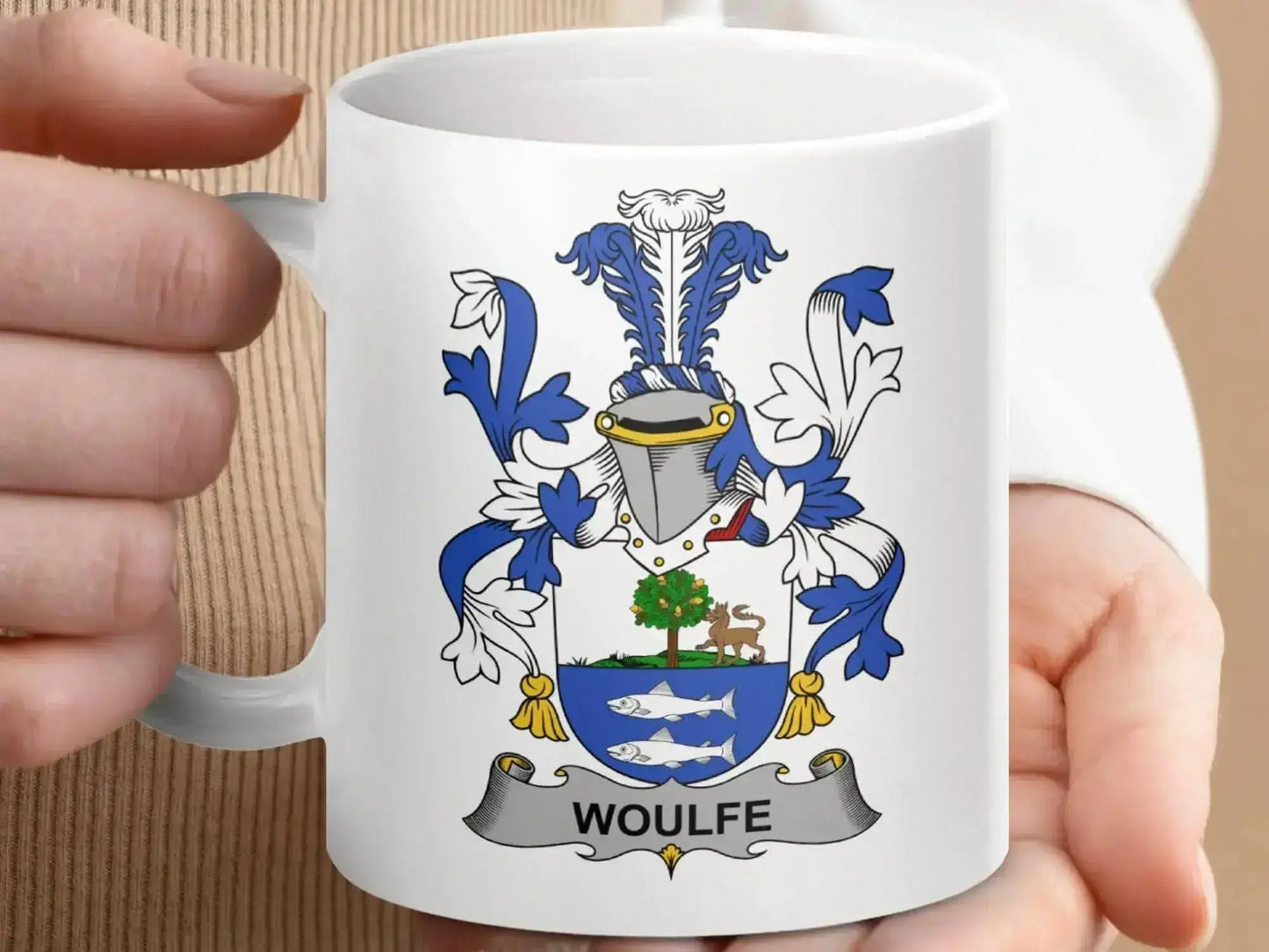 Woulfe Family Crest Coat of Arms Mug - Celtic Ancestry Gifts