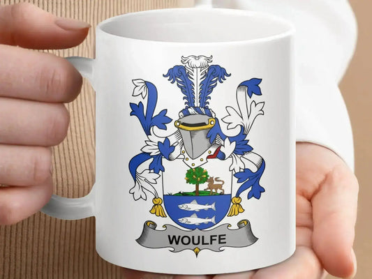 Woulfe Family Crest Coat of Arms Mug - Celtic Ancestry Gifts